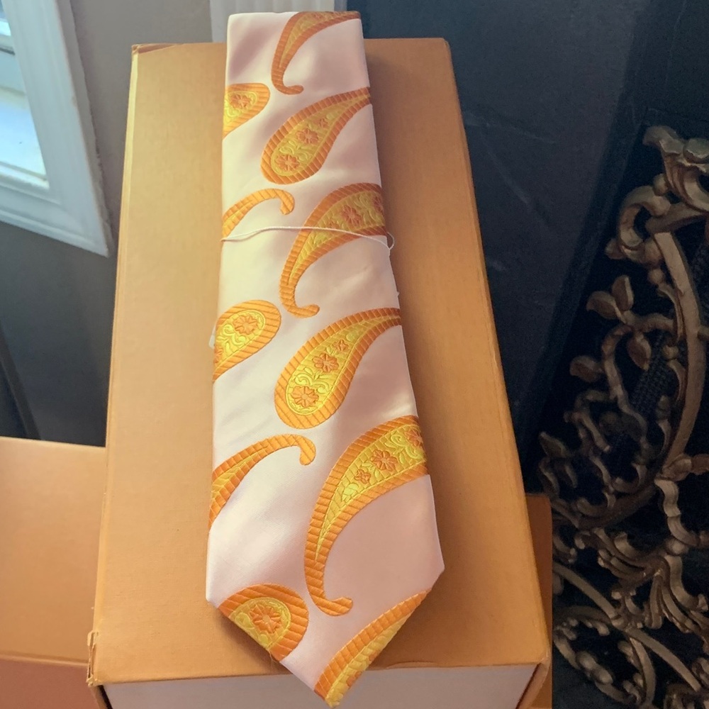 🍁🍁Elegant Paisley Tie in Cream and🍁🍁Orange